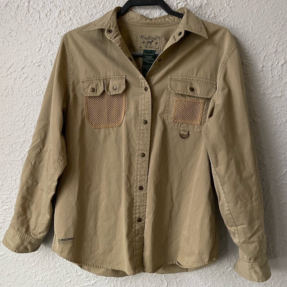 Lauren Ralph Lauren Tan Safari-style Button-down Shirt